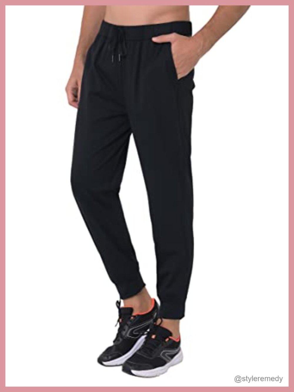27" Inseam Athletic Joggers for Short Men, Stretch Quick Dry Pants with Pockets